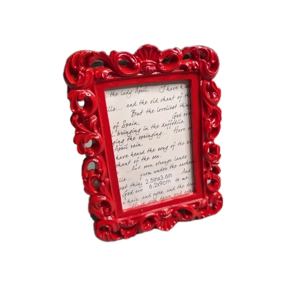 Michaels Ornate Baroque Red Rectangular Picture Frame - Small Tabletop 2.5x3.5